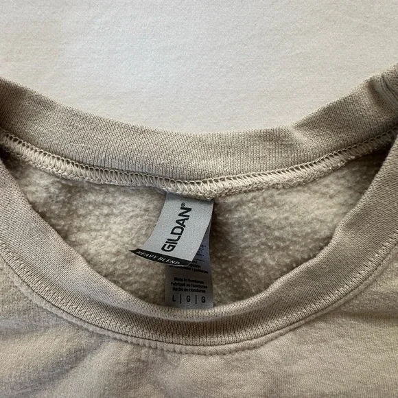 Gildan Cream Crewneck Sweatshirt with Black & Tan Dachshund Patch - Picture 5 of 7